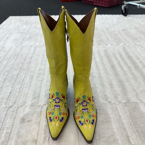 Rare Donald J. Pliner Lime Green Suede Western Boots Size 6 - Made in Italy - Picture 2 of 12